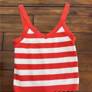 Universal Thread Red and White Striped Ribbed Cami Tank